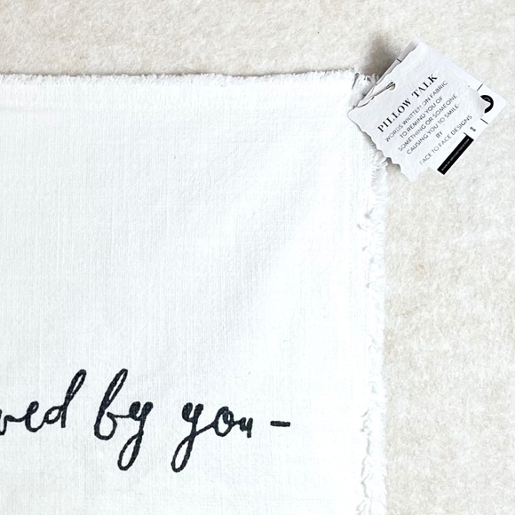 "How Sweet it Is to be Loved by You" White Cotton Lumbar Pillow Cover - Picture 4 of 7